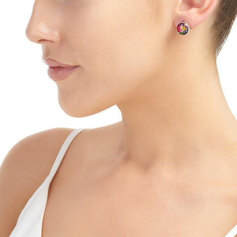 Shrieking Violet Real Flower Stud Earrings ME21 | H&H Family Jewellers
