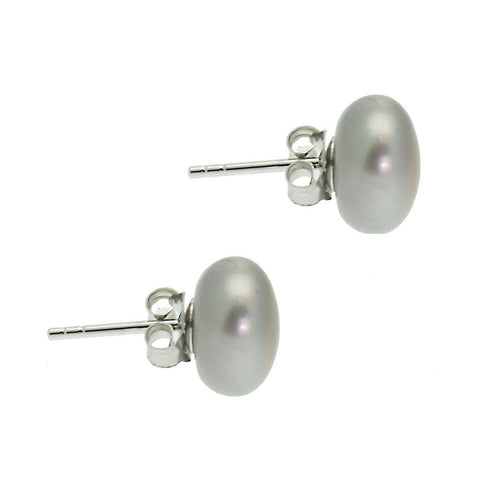 Lido Pearls Grey Freshwater Pearl Stud Earrings MEDSG