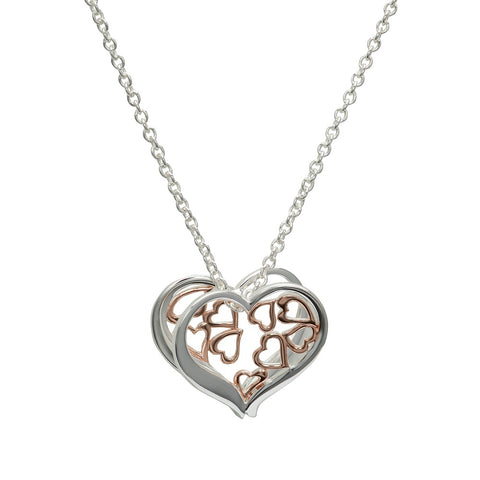 Unique & Co Sterling Silver and Rose Heart Necklace MK-817RG