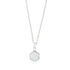 Unique & Co Silver Mother of Pearl Hexagon Pendant and Chain MK-890