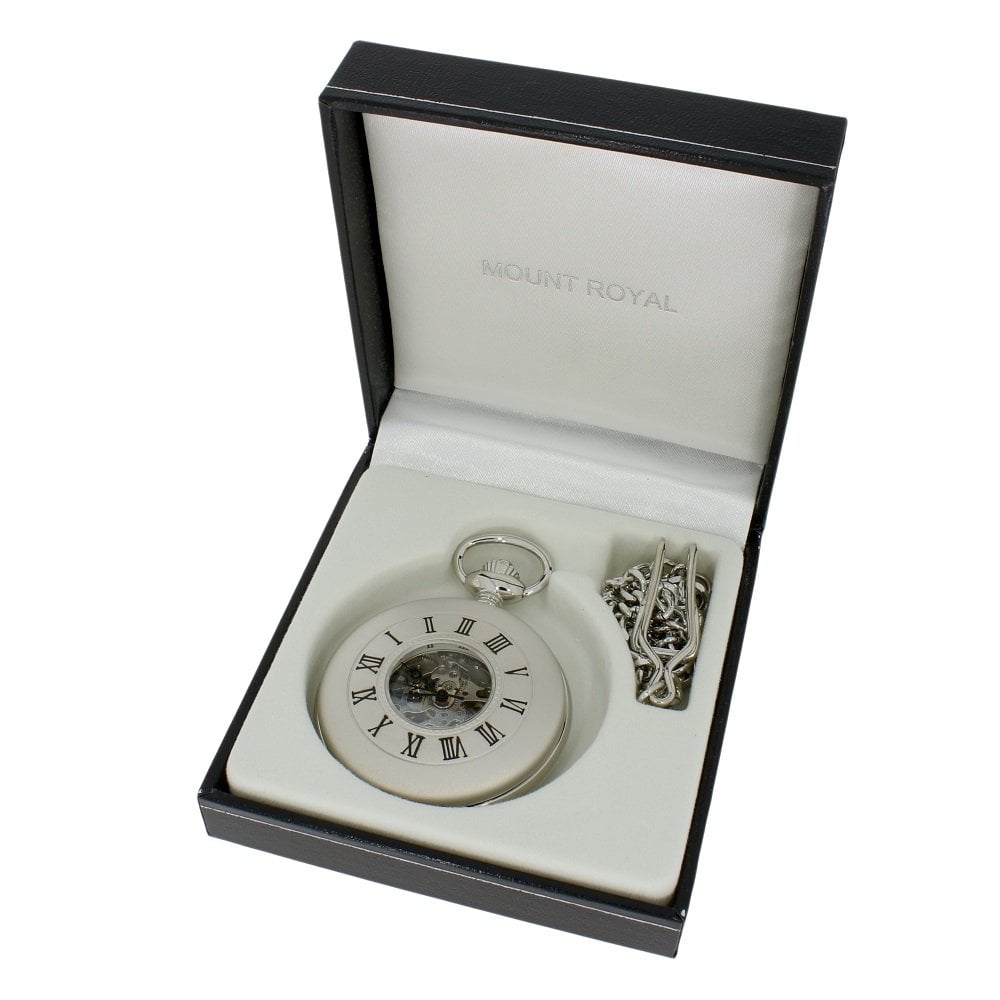Mount Royal Half Hunter Skeleton Mechanical Pocket Watch MR-B26