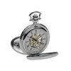 Mount Royal Chrome Plated Full Hunter Skeleton Dial Mechanical Pocket Watch MR-B42