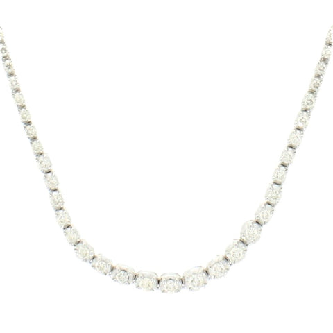 9ct White Gold 3.28cts Diamond Graduated Line Necklace | H&H