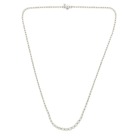 9ct White Gold 3.28cts Diamond Graduated Line Necklace | H&H