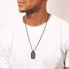 Fred Bennett Black Plated Steel and Carbon Fibre Dog Tag Mens Necklace N4588