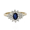 Sapphire and Diamond Cluster Ring