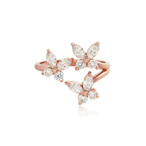 Olivia Burton Sparkle Butterfly Marquise Rose Gold Ring OBJMBR11