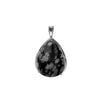 Snowflake Obsidian Sterling Silver Teardrop Pendant & Chain