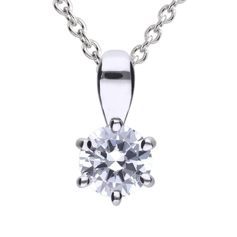 Diamonfire Sterling Silver 1.50ct Cubic Zirconia Solitaire Pendant and Chain P4607