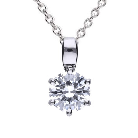 Diamonfire Sterling Silver 0.75ct Cubic Zirconia Solitaire Pendant and Chain P4609