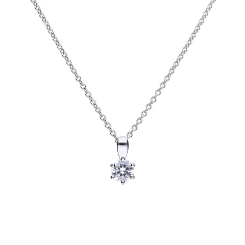 Diamonfire Sterling Silver 0.50ct Cubic Zirconia Solitaire Pendant and Chain P4610