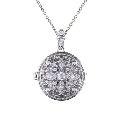 Diamonfire Sterling Silver Cubic Zirconia Round Pendant and Chain P4613