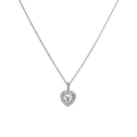 Diamonfire Sterling Silver Cubic Zirconia Heart Pendant and Chain P4616