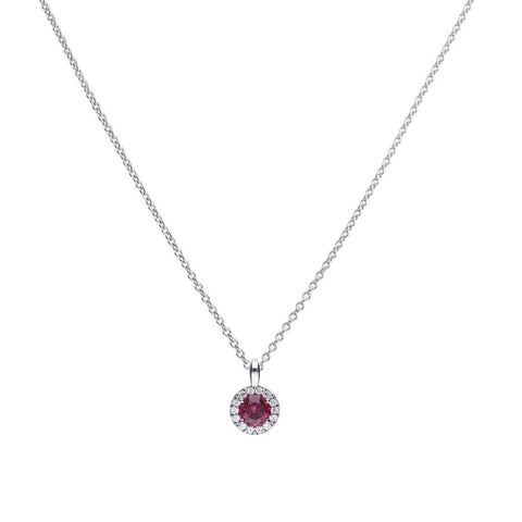 Diamonfire Sterling Silver Ruby Red Cubic Zirconia Pendant and Chain P4625