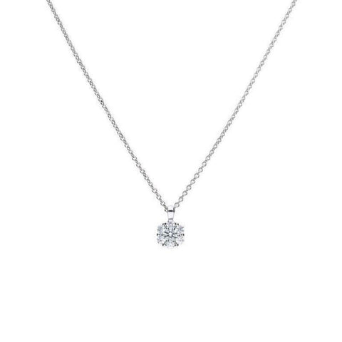 Diamonfire Sterling Silver Cubic Zirconia Floral Cluster Pendant and Chain P4629