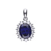 Diamonfire Sterling Silver Blue Cubic Zirconia Pendant and Chain P4658