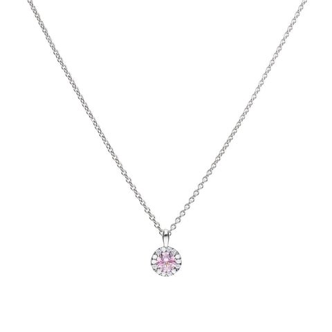 Diamonfire Sterling Silver Pink Cubic Zirconia Pendant and Chain P4779