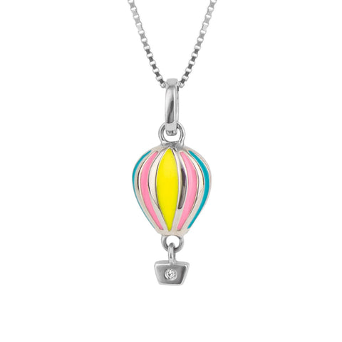 D for Diamond Sterling Silver Hot Air Balloon Necklace P5297