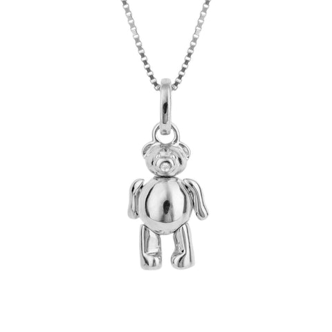 D for Diamond Sterling Silver Teddy Bear Necklace P5299