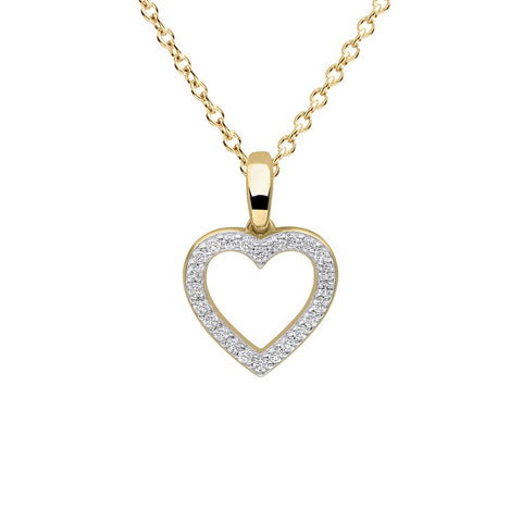 Diamonfire Sterling Silver Gold Tone CZ Heart Pendant and Chain P5391
