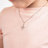 D for Diamond Sterling Silver Childrens Swirl Cross and Chain P5514