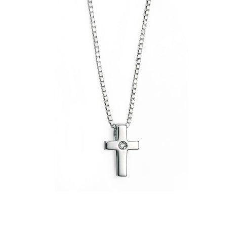 D for Diamond Sterling Silver Childrens Cross and Chain P800