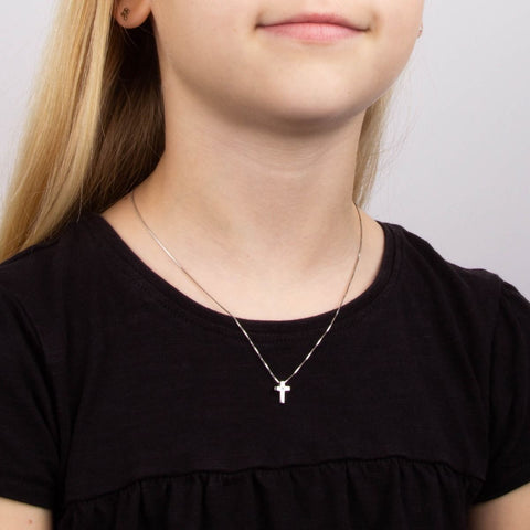 D for Diamond Sterling Silver Childrens Cross and Chain P800