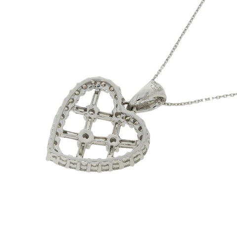 Pre Owned 9ct White Gold 1.25cts Diamond Set Heart Pendant and Chain | H&H