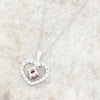 18ct White Gold Ruby and Diamond Pendant and 9ct White Gold Chain