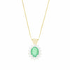 9ct Yellow Gold 0.57ct Emerald and 0.25ct Diamond Cluster Pendant and Chain