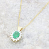 9ct Yellow Gold 0.57ct Emerald and 0.25ct Diamond Cluster Pendant and Chain