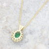 9ct Yellow Gold 0.57ct Emerald and 0.25ct Diamond Cluster Pendant and Chain