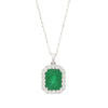 18ct White Gold 2.55ct Emerald and Diamond Set Pendant and Chain | H&H