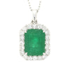18ct White Gold 2.55ct Emerald and Diamond Set Pendant and Chain | H&H