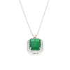 18ct White Gold 2.55ct Emerald and Diamond Set Pendant and Chain | H&H