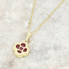 18ct Yellow Gold Ruby and Diamond Cluster Pendant and Chain