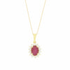 18ct Yellow Gold 1.27ct Ruby and 0.26ct Diamond Cluster Pendant and Chain