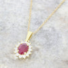 18ct Yellow Gold 1.27ct Ruby and 0.26ct Diamond Cluster Pendant and Chain