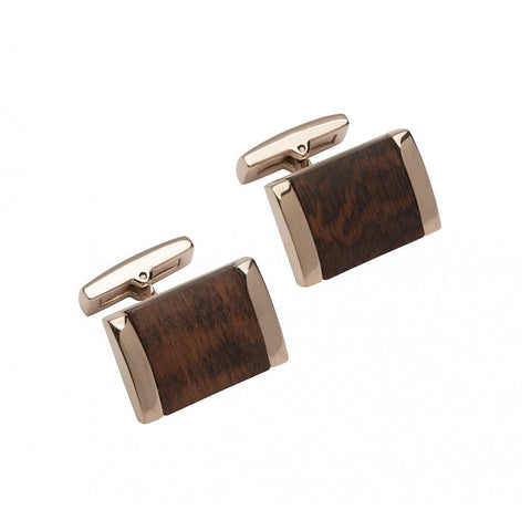 Unique Stainless Steel Leopard Wood Rose Cufflinks (QC-232) | H&H
