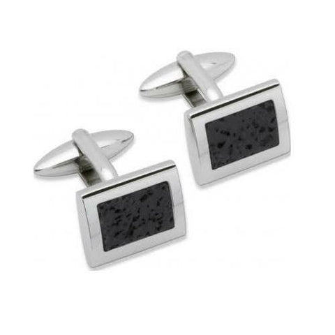 Unique Stainless Steel Lava Rock Cufflinks QC-96 | H&H Family Jewellers