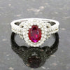 9ct White Gold Ruby and Diamond Cluster Ring