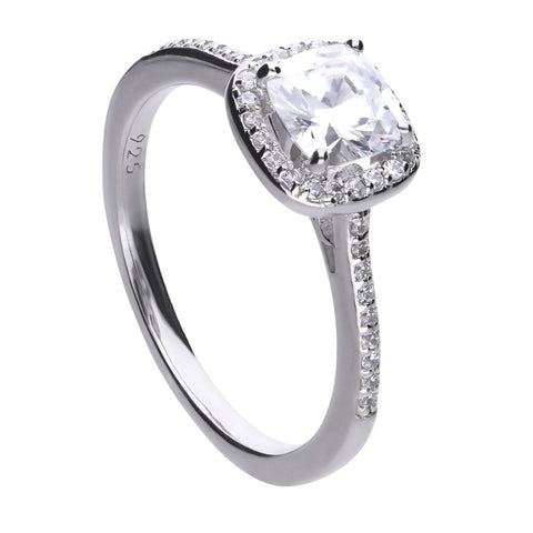 Diamonfire Sterling Silver Square Zirconia Cocktail Ring R3626 Size O