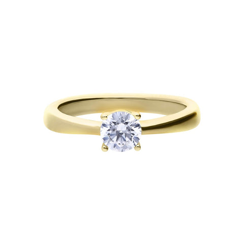 Diamonfire Sterling Silver Gold Tone 0.50ct Zirconia Solitaire Ring R3865