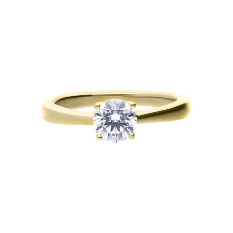Diamonfire Sterling Silver Gold Tone 0.75ct Zirconia Solitaire Ring R3866