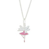 Sterling Silver Pink Enamel Ladies Ballerina Fairy Pendant and Chain