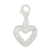 Sterling Silver Cubic Zirconia Set Ladies Heart Clip on Charm