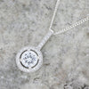 Sterling Silver Cubic Zirconia Halo Pendant & Chain