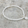 Sterling Silver Heart BrSterling Silver Elasticated Bead Bracelet with Heart Charm