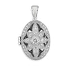 Sterling Silver CZ Vintage Flower Design Locket and Chain