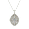 Sterling Silver CZ Vintage Flower Design Locket and Chain